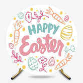 Painted Cute Color Eggs Carrot Round Easter Backdrop